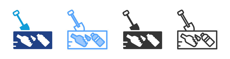 Poster - Waste Burial icon set multiple style collection