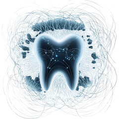 Poster - Unique Digital Illustration of a Tooth with Abstract Energy Field