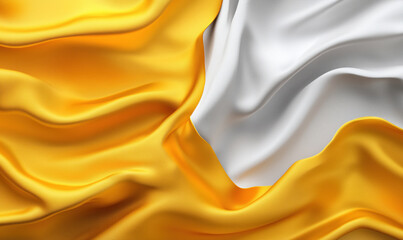 Poster - Silk fabric texture in yellow and white colors with elegant folds and waves.
