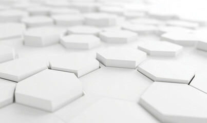 Poster - Abstract white hexagonal pattern with 3D depth and texture for modern design.