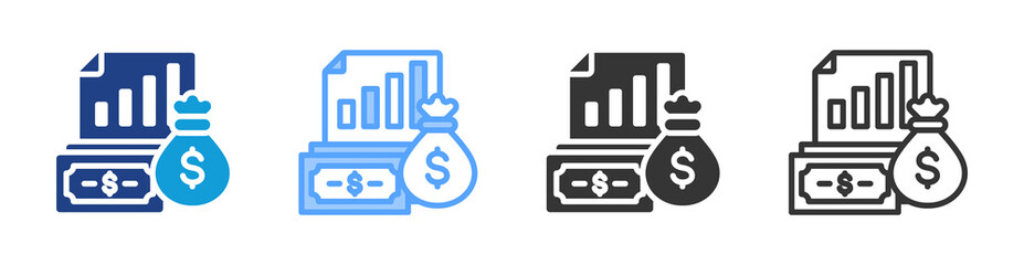 Poster - Financial icon set multiple style collection