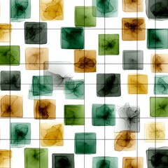 Poster - Abstract Grid: Colorful Squares with Subtle Ink Patterns on White Background with Soft Transparency 