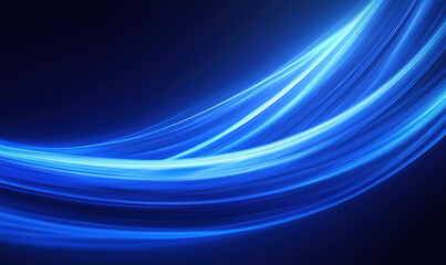 Poster - blue light trails creating dynamic abstract background for technology and design.