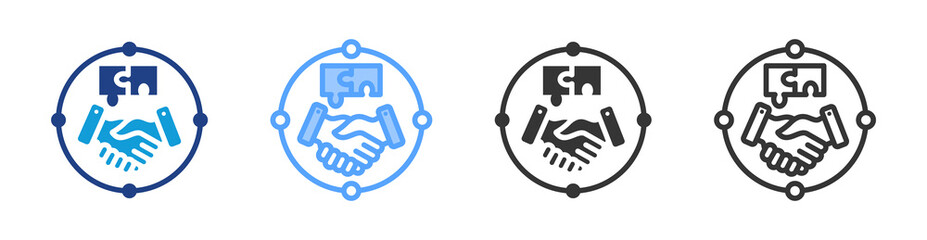 Poster - Collaboration icon set multiple style collection