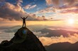 © bunny - Victory Above the Clouds – A Triumphant Moment on a Majestic Mountain Peak