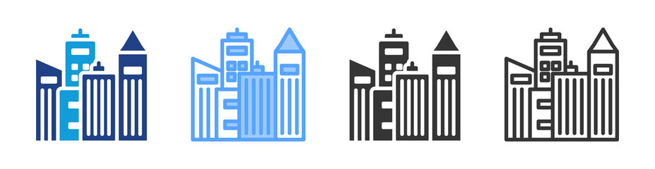 Poster - Cities icon set multiple style collection
