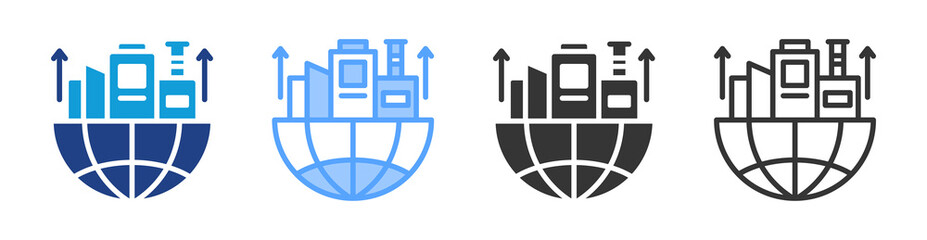 Poster - Growing Industry icon set multiple style collection