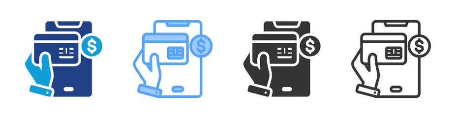 Poster - Pay Online icon set multiple style collection