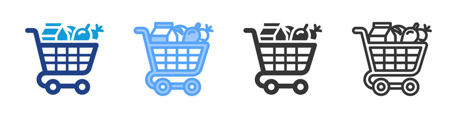 Poster - Grocery Delivery icon set multiple style collection