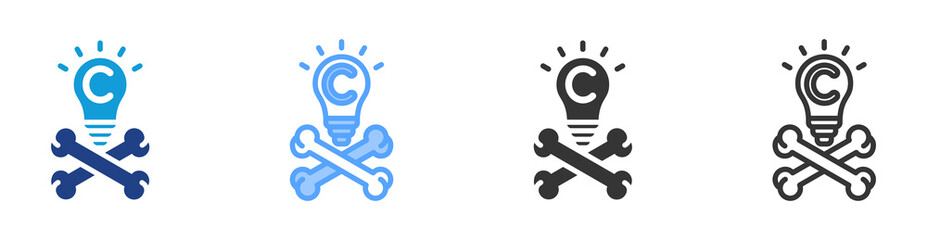 Poster - Copyright Piracy icon set multiple style collection