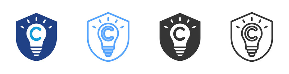 Poster - Copyright Protection icon set multiple style collection