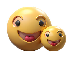 Poster - Two happy yellow emoji characters smiling and sticking their tongues out render