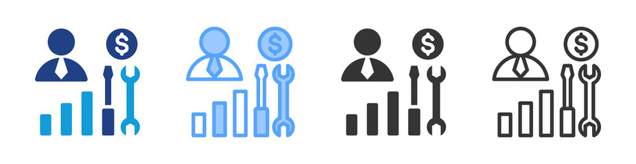 Poster - Business icon set multiple style collection