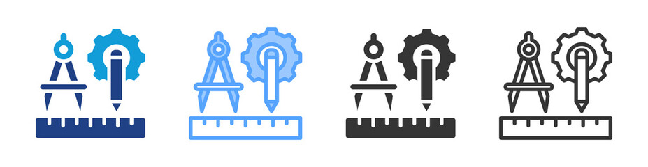 Poster - Measurements icon set multiple style collection