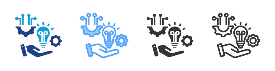 Poster - Technical icon set multiple style collection