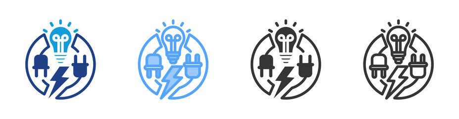 Poster - Electrical icon set multiple style collection