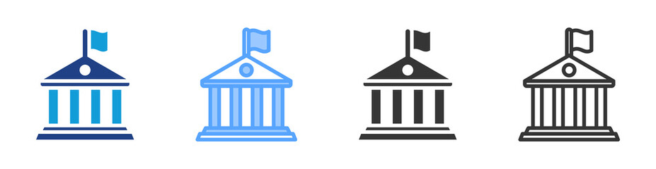Poster - Institutions icon set multiple style collection