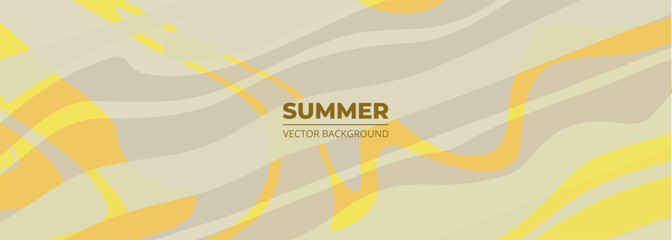 Poster - Abstract summer background with minimalist modern design and yellow beige wavy shapes. Vector illustration