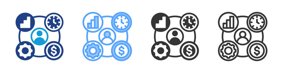 Aufkleber - Project Management icon set multiple style collection