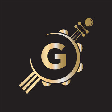 Initial Guitar Logo combine with letter G vector template