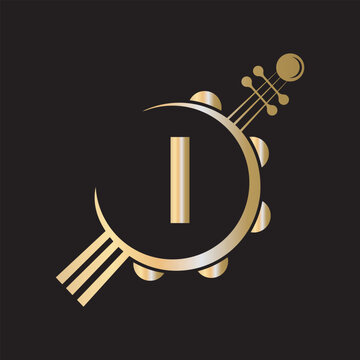 Initial Guitar Logo combine with letter I vector template