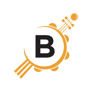 Initial Guitar Logo combine with letter B vector template