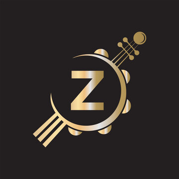 Initial Guitar Logo combine with letter Z vector template