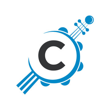 Initial Guitar Logo combine with letter C vector template