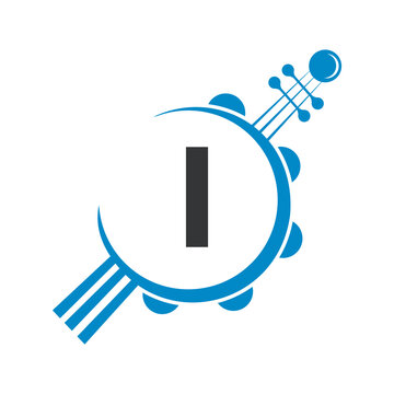 Initial Guitar Logo combine with letter I vector template