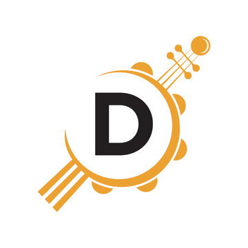 Initial Guitar Logo combine with letter D vector template