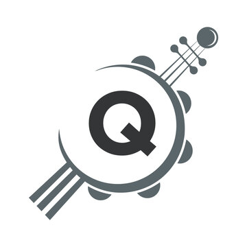Initial Guitar Logo combine with letter Q vector template