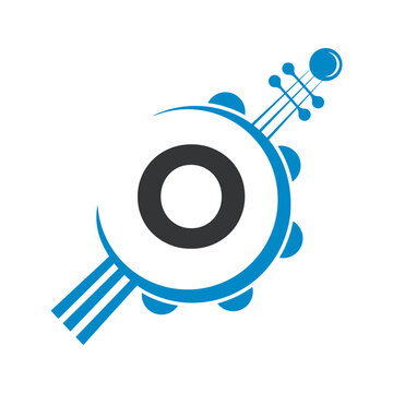 Initial Guitar Logo combine with letter O vector template