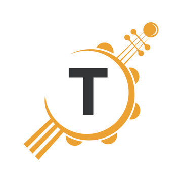 Initial Guitar Logo combine with letter T vector template
