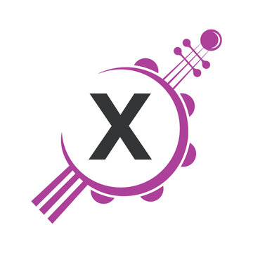 Initial Guitar Logo combine with letter X vector template
