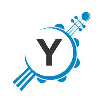 Initial Guitar Logo combine with letter Y vector template