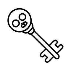 Poster - Skull key vector illustration, antique skeleton key, vintage key clip art, halloween key art