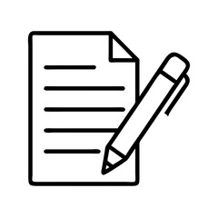 Poster - Writing document with pen vector icon illustration for notes, letters, and creative content design