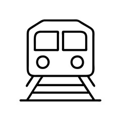 Poster - Outline drawing of a train on tracks for transportation and travel vector graphic design element