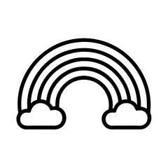 Poster - Vector graphic of rainbow with clouds outline illustration for weather and nature designs art, clip
