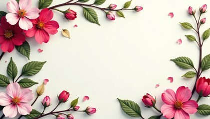 Wall Mural - Intricate floral design with delicate leaves and blossoms , spring, seamless