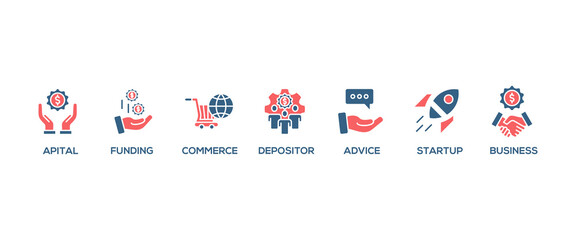 Poster - Angel investor banner web icon vector illustration concept of business angel, informal investor, investment founder with icon of capital, funding, commerce, depositor, advice, startup and business
