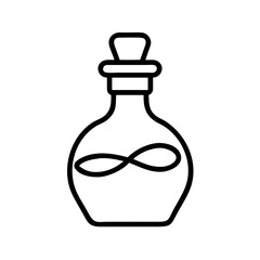 Poster - Potion bottle vector illustration, magic elixir container, outline drawing of potion bottle design