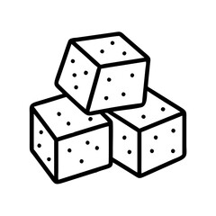 Poster - Sugar cubes vector icon illustration, sweet cubes graphic, food ingredient line art, sweetener drawing