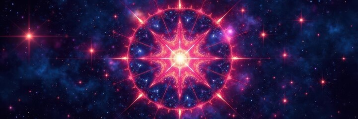 Wall Mural - cosmic star patterns forming a mandala design , light, design