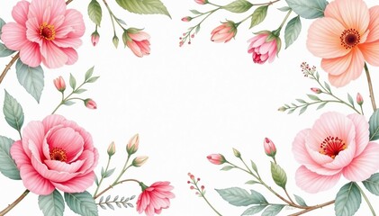 Wall Mural - Delicate watercolor floral pattern, soft pastel hues, spring, pattern, textile
