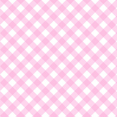 Wall Mural - Cute gingham seamless pattern.Checkered tartan plaid repeat pattern in pastel pink and white.Geometric vector background wallpaper for fabric and prints.