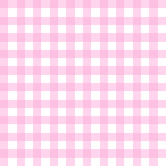 Wall Mural - Cute gingham seamless pattern.Checkered tartan plaid repeat pattern in pastel pink and white.Geometric vector background wallpaper for fabric and prints.
