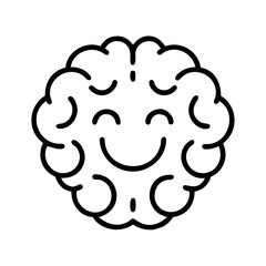 Poster - Brain health and wellness concept illustration with happy face for mental wellbeing design