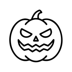 Poster - Halloween pumpkin vector icon illustration, spooky jack o lantern outline for october holiday, scary