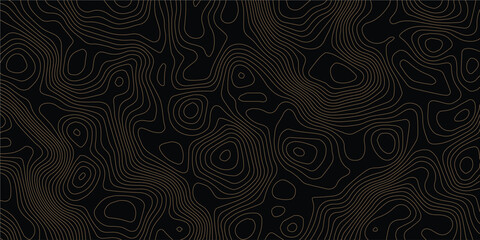 Fototapete - Black background and waves of colored lines Topographic contours map background. Topography geographic colorful lines background. Geographic lines map on elevation assignment pattern. White paper	